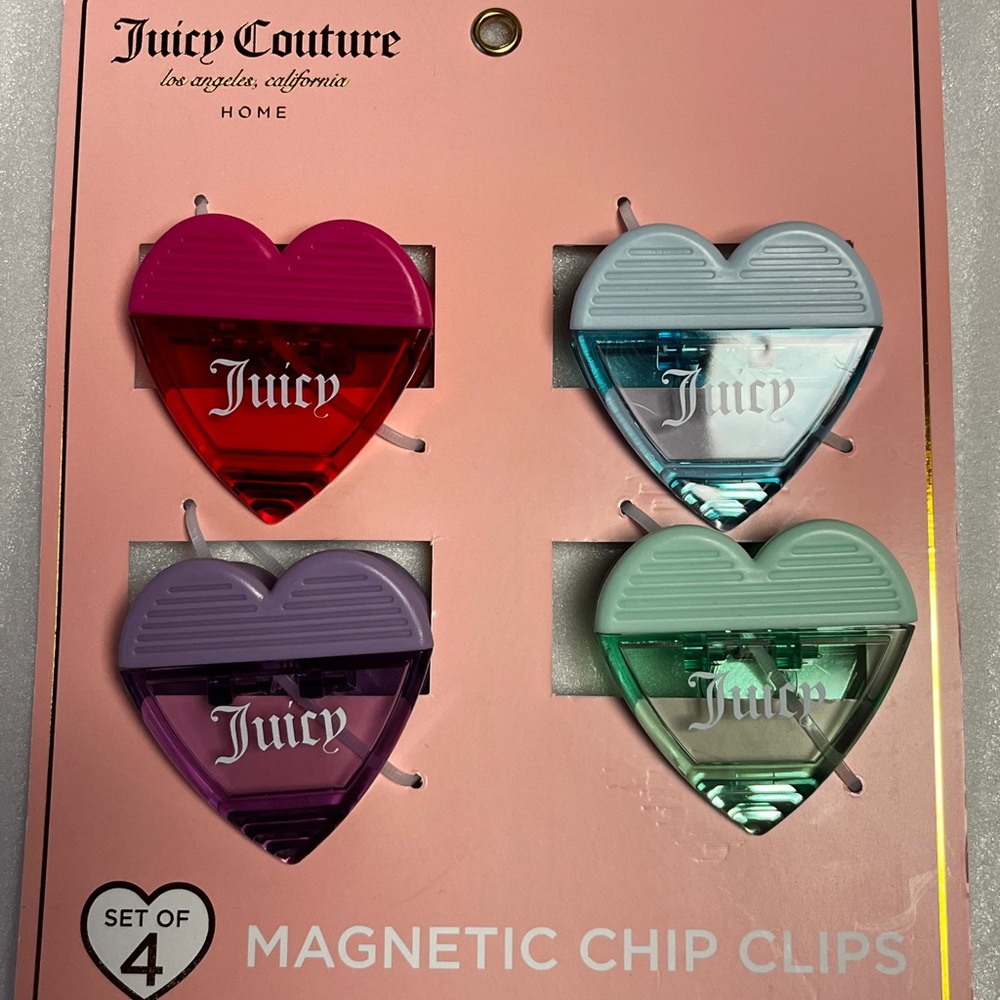Juicy Couture Heart Shaped Magnetic Clips Refrigerator Magnets with Clips